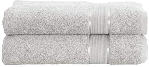 Mixibaby 2er Set Gästetuch Handtuch Duschtuch Badetuch Saunatuch Frottee Baumwolle 500gsm, Größe:Gästetuch 30x50cm, Farbe:Grau