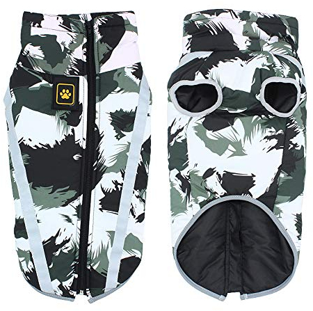 Idepet Haustier Katze Hundemantel, warme Hundepullover Winter klein mittel groß Hundejacken Weste Winddicht Schneeanzug Hundekleidung Outfit mit Gurtloch