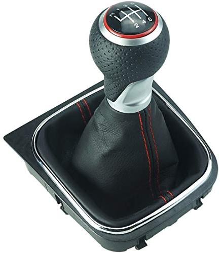 Do!LED Schaltsack Schaltmanschette Schwarz Naht Schwarz - Schaltknauf im A4 Look - 6 Gang kompatibel für VW Golf 5 V Golf 6 VI Rahmen Knauf Plug Play Ersatzteil für 1K0711113 5K0711113 1K8711113