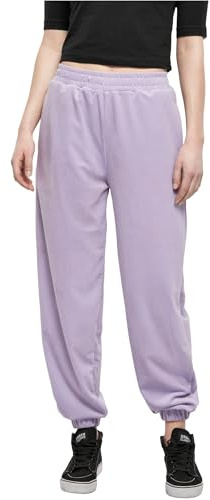 Urban Classics Pantalones Deportivos de Terciopelo de Cintura Alta para Mujer, Morado, M