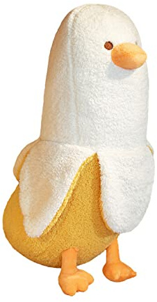 PEACH CAT Banana Duck Plush Toy Cute Plushie Hugging Plush Pillow Duck Stuffed Animal for Girls and Boys White 19.7