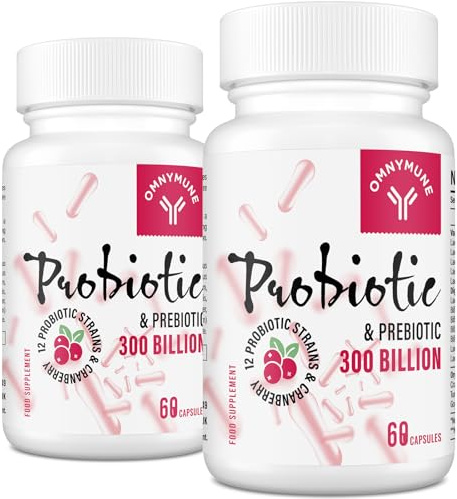Probiotics for Women 300 Billion CFU, 12 Strains + Prebiotics, Digestive & Vaginal Health, 120 Capsules