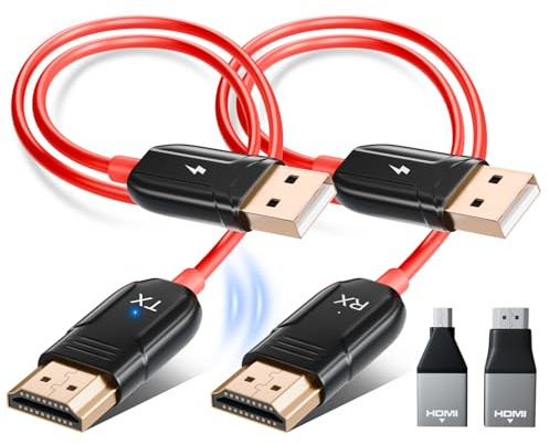 LXJADAP Wireless HDMI Transmitter and Receiver, 4K Decode 1080P@60Hz Ultra HD Video Output Wireless HDMI, 2.4G/5.8G Plug&Play for Streaming Video and Audio to Monitor from PC/Projector/Laptop/TV Box