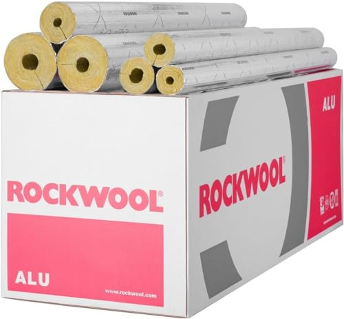 Stenull, rörisolering, rockwool 800 aluminiumbelagd rörskål WLG 0,035 olika storlekar (60 x 30 mm/9 m)