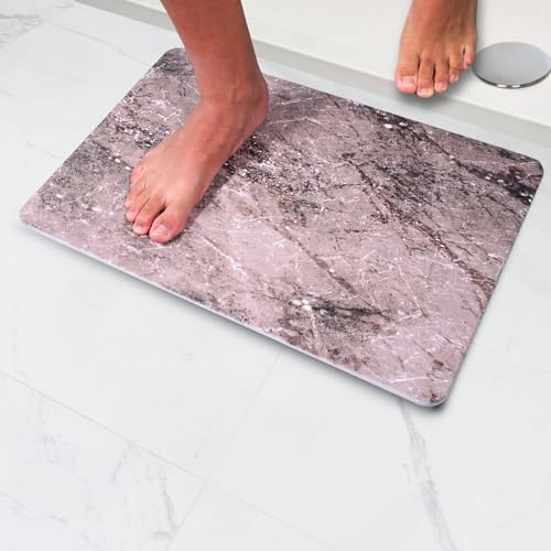 Pure 4Home Alfombra Diatomita Baño 60x40 – Secado Rápido, Antideslizante y Antibacteriana – Alfombrilla Piedra Diatomita Super Absorbente – Alfombrilla Diatomitas - Stone Bath Mat (Pietra)