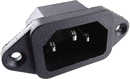 Kaltgeräte Steckverbinder Buchse C-14, Belastbar bis 10A/250V mit 2 Loch Rahmenbefestigung, 3-pins IEC Panel, Schwarz, Lötansschluss