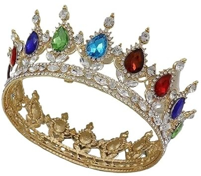 Women's Headdresses,Hair Jewelry Crown Tiaras for Women Crystal Vintage Royal Queen King Tiaras and Crowns Men/Women Pageant Prom Diadem Hair Ornaments Wedding Hair Jewelry Accessories(Gold colorful)