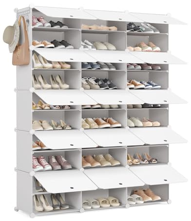 Mondeer Meuble Chaussure 10 Compartiments,pour 60 Paires,Plastique,Blanc