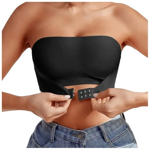 Reggiseno Senza Spalline Donna Reggiseni a Fascia Invisibile Senza Cuciture Fibbia Anteriore Bralette Imbottitura Push Up Elasticizzato Bandeau Top Comoda Brassiere dai Bordi