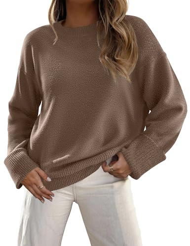 Zeagoo Women's Oversized Jumper Crew Neck Chunky Sweater Long Sleeve Solid Knitwear Autumn Winter Loose Pullover S-XXL