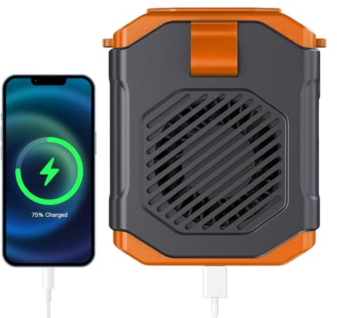 Peufcmi Ventaglio da Vita con Aggancio - Ventaglio Indossabile a Cintura - Dispositivo Rinfrescante Indossabile con Torcia per Viaggi Escursioni Lavoro Sport