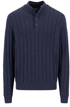 FYNCH-HATTON Troyer in misto cotone con motivo a treccia, blu navy, XXL