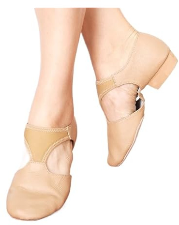 JHSDHYD Dansskor dam stretchiga jazzdansskor för dam, balettlärare, danssneakers för balettlärare, träningssandaler (tan,5)