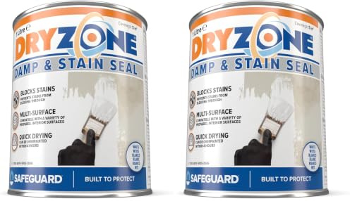 Dryzone Damp Proof & Damp Seal Paint White (500ml) for Walls, Bathrooms, Ceilings & Interior Surfaces – Blocks Damp, Mould & Stains - Quick Drying Matt Undercoat Paint (Pack of 2)