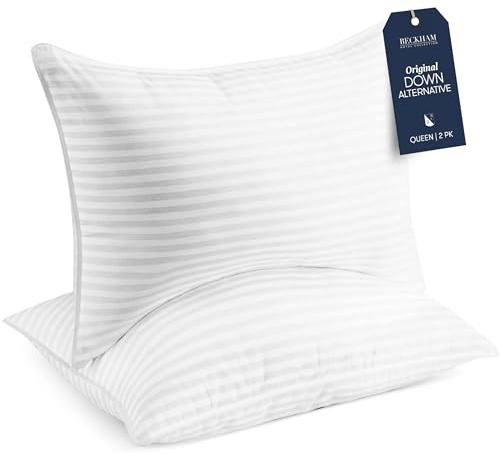 Beckham Hotel Collection Bed Pillows Standard/Queen Size Set of 2 - Original Soft Down Alternative Pillow for Sleeping - Soft Support for Back, Stomach or Side Sleepers