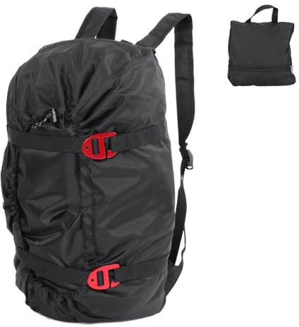 Broco Climbing Rope Kit,Rock Bag Folding Shoulder Strap for Outdoor Camping Hiking (Black)