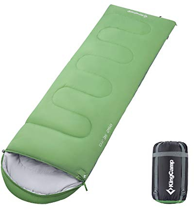KingCamp Decken Schlafsack Oasis 250 Sommer Camping Outdoor 2,2m Lang&Breit -3°C Green - Zipper R