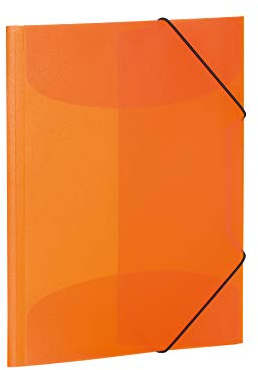 HERMA 19503 Samlarmapp DIN A4 genomskinlig orange, set om 3, stabil plast, tvättbar, slitstark, organisationsmapp med inre klaffar och elastiskt band, dokumentmapp för barn, pojkar, flickor