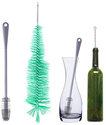 Spazzola per bottiglie lunga, 15,7 pollici Scovolino borraccia con manico extra lungo Spazzola per bottiglie di vino 13 pollici Spazzola per bottiglie in silicone lunga durevole(2 pezzi)