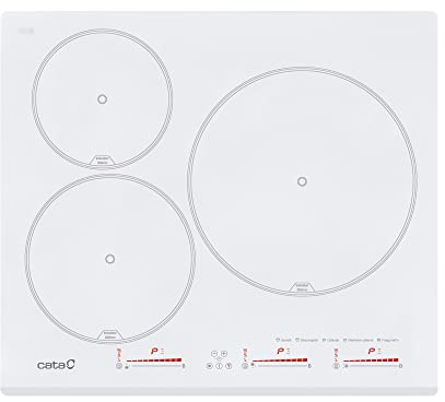 Cata | Placa de Inducción | Modelo INSB 6003 WH | 3 Zonas de cocción | 9 Niveles de Potencia + Booster | Ancho de 60 cm