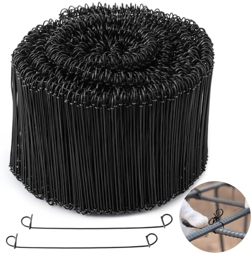 1000 PCS Double Loop Rebar Ties, 6-inch 16 Gauge Galvanized Iron Wire Bar Ties, Automatic Rebound Rebar Wire Ties, Reinforcing Metal Ties, Twist to Bundle and Secure Rebars, Pipe Rolls (Black)
