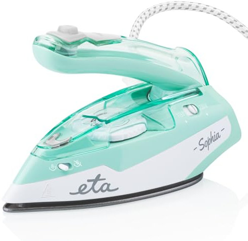 ETA Reise-Dampfbügeleisen Sophia I 1 100 W I Dampfstoß 50 g/min I Keramische Sohle I Klippbarer Griff I Duale Spannung I Leicht 710 g und Kompakt I Türkis