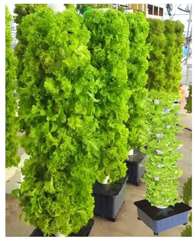 GLFNB GFF Culture Aquaponique, Kit de Culture aéroponique de Tour de Jardin pour Herbes, Fruits et Légumes, Tour hydroponique de 45 Trous avec Pompe d'hydratation, Adaptateur, Pot en Filet