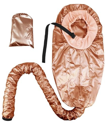 Bonnet Hooded Hair Dryer Attachment - Adjustable Extra Large Bonnet Hair Dryer with Elastic Band, Natural Curls Drying Cap with Storage Bag for Hair Care, Styling - Pink