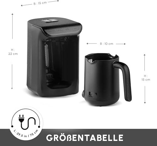 KARACA Hatır Köz Türkische Kaffeemaschine, 300 ml Kapazität, Bereitet 5 Tassen Türkischen Kaffee, Automatische Abschaltung & Temperaturregelung, Authentischer Holzkohle-Geschmack, Glänzend Schwarz