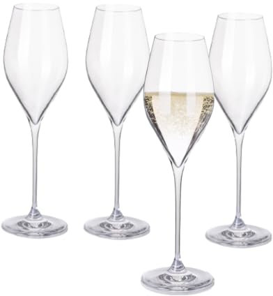B.BOHEMIAN Prosecco Gläser 320 ml, 4 Stück, Seneca, Champagnergläser, Sektgläser aus Kristallglas, Champagnergläser spülmaschinenfest