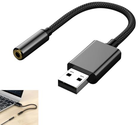 Adattatore Audio USB a Jack 3,5 mm Scheda Audio Esterna USB A a TRRS per Cuffie Microfono Compatibile con PC Laptop PS4 PS5 Switch Mac Linux Chromebook Windows 11 10 8 7 DAC 24bit 96kHz Plug and Play
