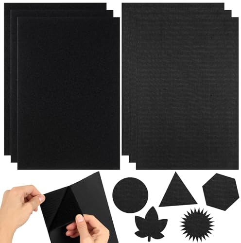 6 Pezzi di Chiusura a Strappo per Cucire, 20 x 30cm Nastro a Strappo Largo, Chiusure a Strappo, Velcro per Cucire, Nero Bande in Velcro, Nastro Peloso, Patch a Strappo per Tessuti Abbigliamento Stoffa