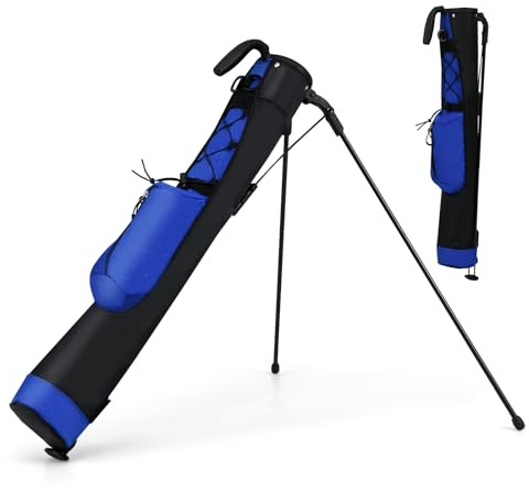 LIFEZEAL Golftasche, Reisetasche Leicht mit Ständer, 2 Fächer, Becherhalter, wasserdichte Tragetasche, Golf Pencil Bag für Damen und Herren (Blau)