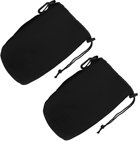 iplusmile Estuche Protector de Neopreno Negro para Lentes de Cámara Aislamiento Térmico y Diseño Elástico Ajustable, Fácil de Colgar, Paquete de 2 Unidades