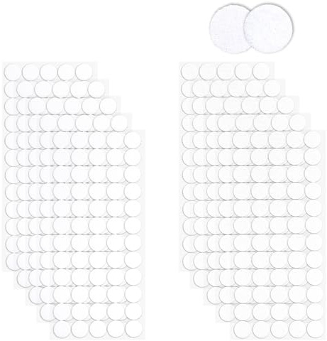 20mm 600 Pezzi Tondini Adesivi Tondo 300 Coppie Punti Hook and Loop Autoadesivi Adesivo Tondo Punti Autoadesivi Rotondi Autoadesivo a doppia faccia per carta,plastica,vetro,metallo,legno(Bianco)