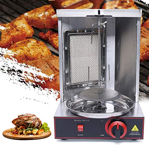 Gasgrill, för hemmet, 2 000 W, vertikal grill, gyrosgrill, 360° rotationsvinkel, Shawarma, gyros-grill, 0–300 ℃, temperaturområde, kebab, grillspett för hemmet/kommersiell, 10 kg kapacitet