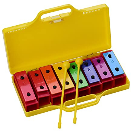 Professionell 8-noters xylofon glockenspiel med barnsäkra klubbor perfekt inställda resonatorklockor pedagogiskt musikinstrument leksak för småbarn bärbart fodral