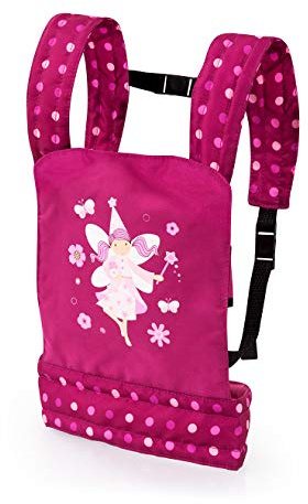 Bayer Design- Portabebés EasyCarry, Transporte, Porta, Accesorios para muñecos, Juguetes para niños, Ajustable, Color burdeos con hada (62267AA)