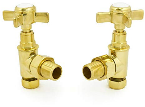 Hot Flow | Válvulas de radiador manuales tradicionales de cabeza cruzada Bayou (par) (latón sin lacar)