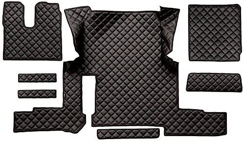 F-CORE Tapis de entierement Le Sol Camion compatibilité pour Man TGX 01.18-03.20 AUTOMAT 1 Tiroir Noir/Rouge