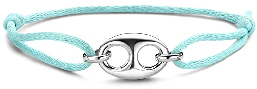 Ti Sento - Milano Damen-Armband 925er Silber, Textil Farbstein One Size Silber, Türkis 32020825