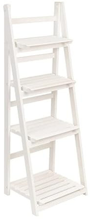 Grindi - Blumenständer aus Holz, Blumentreppe, Pflanzenständer Mehrstöckig, Pflanzenregal - Tulipa II: weiß, 41x35x116cm - mit 4 Ablagen für Wohnzimmer, Balkon & Garten