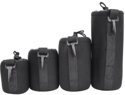 Kadimendium - Bolsa de almacenamiento de lentes para cámara fotográfica (neopreno, resistente a los arañazos, S, M, L, XL, 4 piezas, para lentes de cámara réflex digitales)