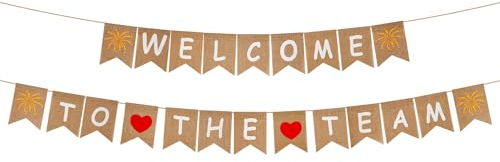 24 Piezas Pancarta de Bienvenida, Arpillera Nuevo Empleado Cartel de Bienvenida Nuevo Miembro del Equipo Cartel de Bienvenida Banderines para Fiesta de Oficina Colgar Decoraciones