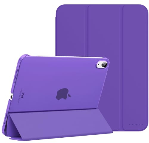 MoKo for iPad (A16) 11th Generation Case 11 Inch 2025, iPad 10th Generation Case 10.9 Inch 2022, Slim Stand Hard PC Translucent Back Shell Smart Cover, Support Touch ID, Auto Wake/Sleep, Purple Violet