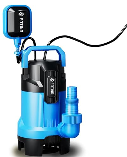 FOTING 3/4HP Sump Pump, 4300GPH High Flow Clean&Dirty Submersible Water Pump with Float Switch, Thermoplastic Electric Portable Utility Pump for Pool Draining Hot Tub Garden Basement