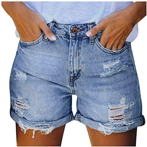 Pantalones Cortos Mujer Jeans De Verano Cintura Alta Shorts Vaquero Bolsillo Vintage Ligero Ropa Adolescente Mujer Playa Original Gimnasio Pantalones Vaqueros Rotos