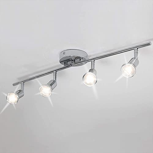 OHMG - Lámpara de techo (4 focos, orientables, GU10,4 focos, giratorios, techo de cocina, iluminación de techo, lámpara de techo, lámpara de pared LED para cocina, salón dormitorio (sin bombilla) (2)