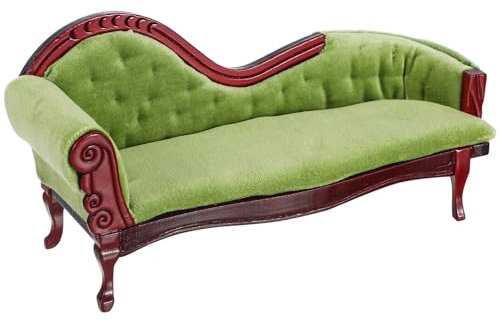 SHERCHPRY 1:12 Puppenhaus-Sofa Grünes Puppenhaus-Couch Mini-Viktorianischer Stuhl Miniaturmöbel Für Puppenhaus-Wohnzimmer Basteldekoration