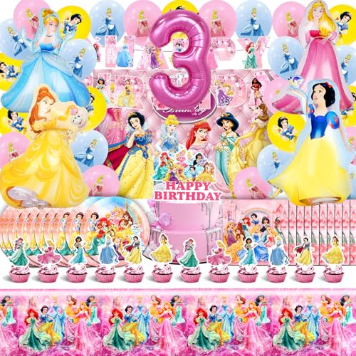 Decorazioni Festa Compleanno Principessa, Palloncini Principesse 3 anni, Principesse Compleanno, Sfondo di Principessa, Palloncini Principessa Foil, Forniture per Feste Principessa per Bambina